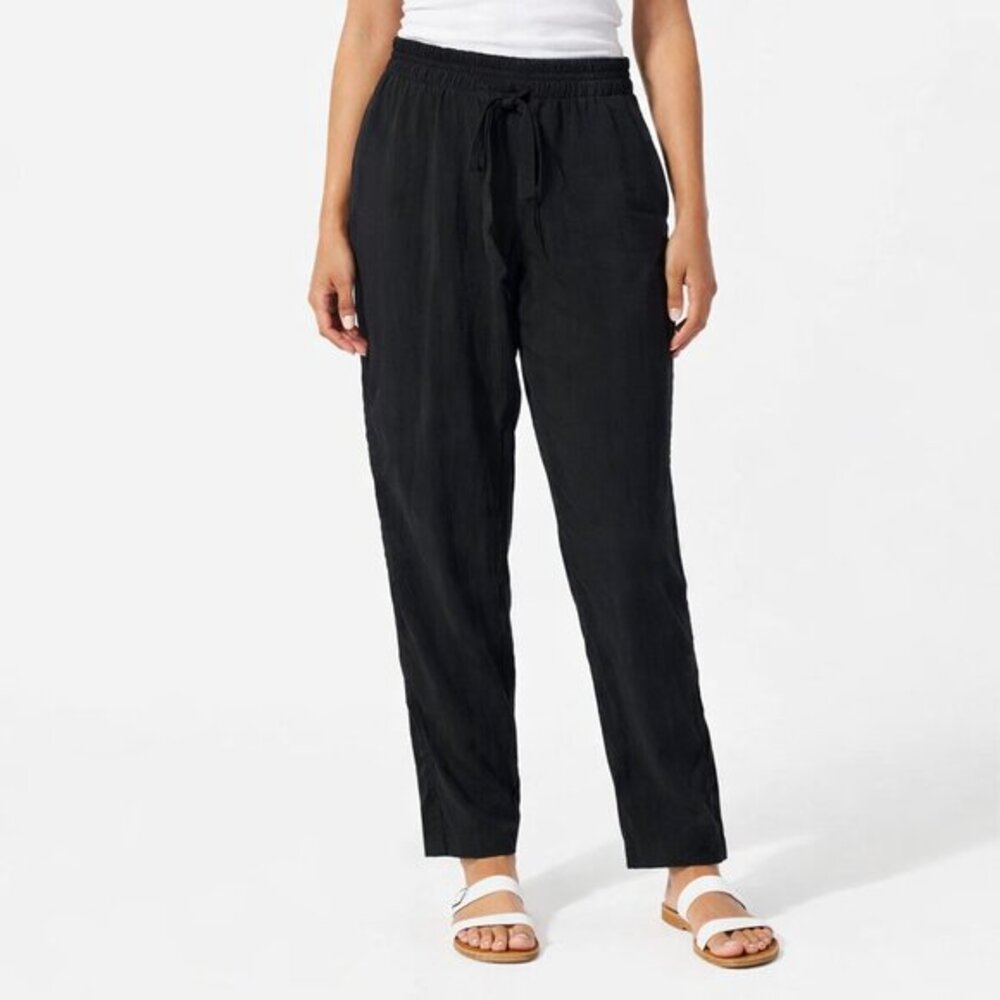 & Other Stories Elastic Waist Crop‎ Pants Women's 4 Black Paperbag Pull On